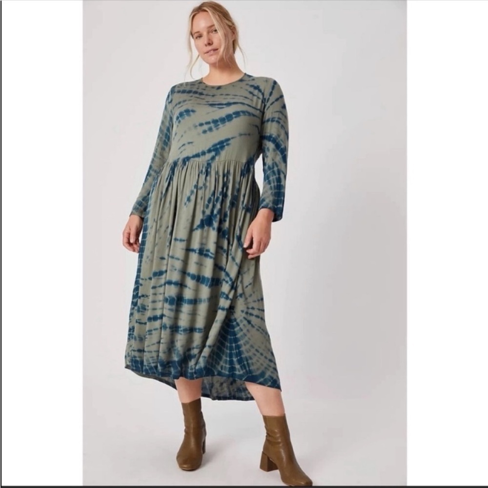 Anthropologie Dolan Left Coast Eliska Tie Dye Maxi Dress Blue Green Medium NWT